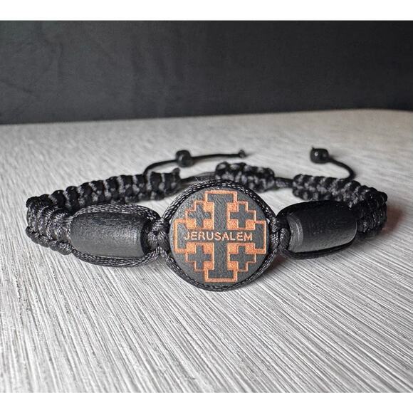 Handmade Jerusalem cross adjustable bracelet unisex - Picture 2 of 3